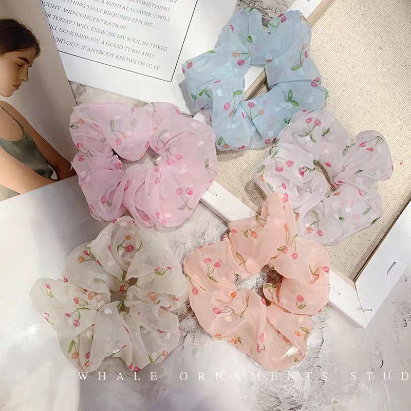 Cột tóc scrunchies cherry dễ thương