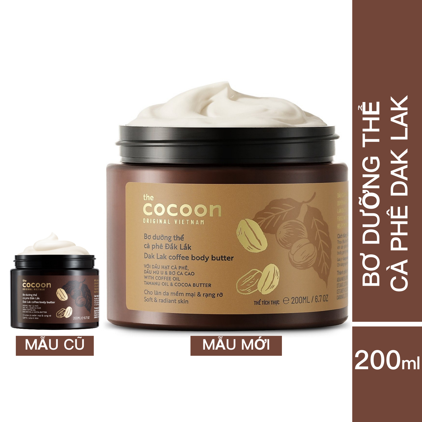 Bơ Dưỡng Thể Cocoon Cà Phê Đắk Lắk 200ml - Dưỡng ẩm toàn thân - Cocoon Dak Lak Coffee Body Butter