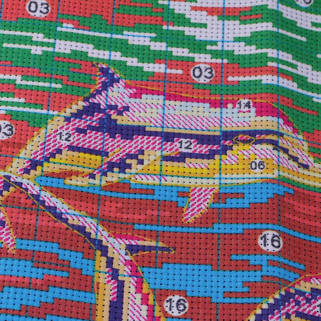 DIY Stamped Cross Stitch Kit Pre-Printed Sea Animals Pattern Embroidery Kits