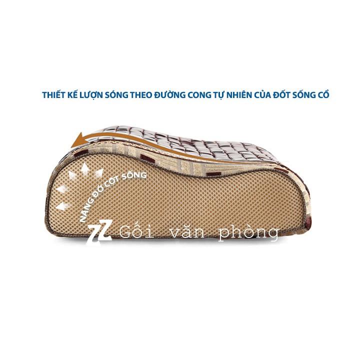 Gối Ngủ Ion Âm Than Tre Hoạt Tính ZURI PILLOW - GDH09 Vỏ Mắt Trúc, Gối Cao Su Non Cho Người Đau Vai Gáy, Khó Ngủ