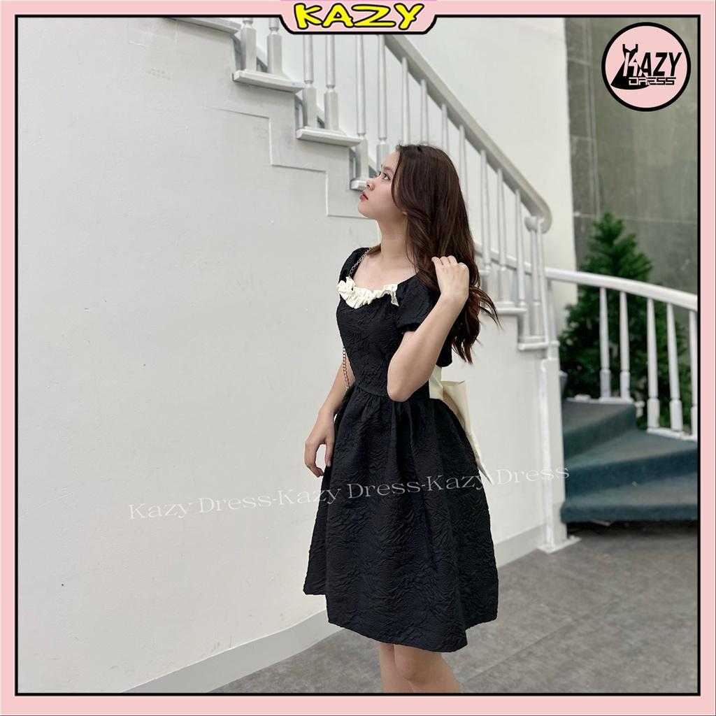 Đầm váy công chúa Babydoll khoét lưng thắt nơ xinh xắn phong cách tiểu thư Hàn Quốc KAZY STORE V011