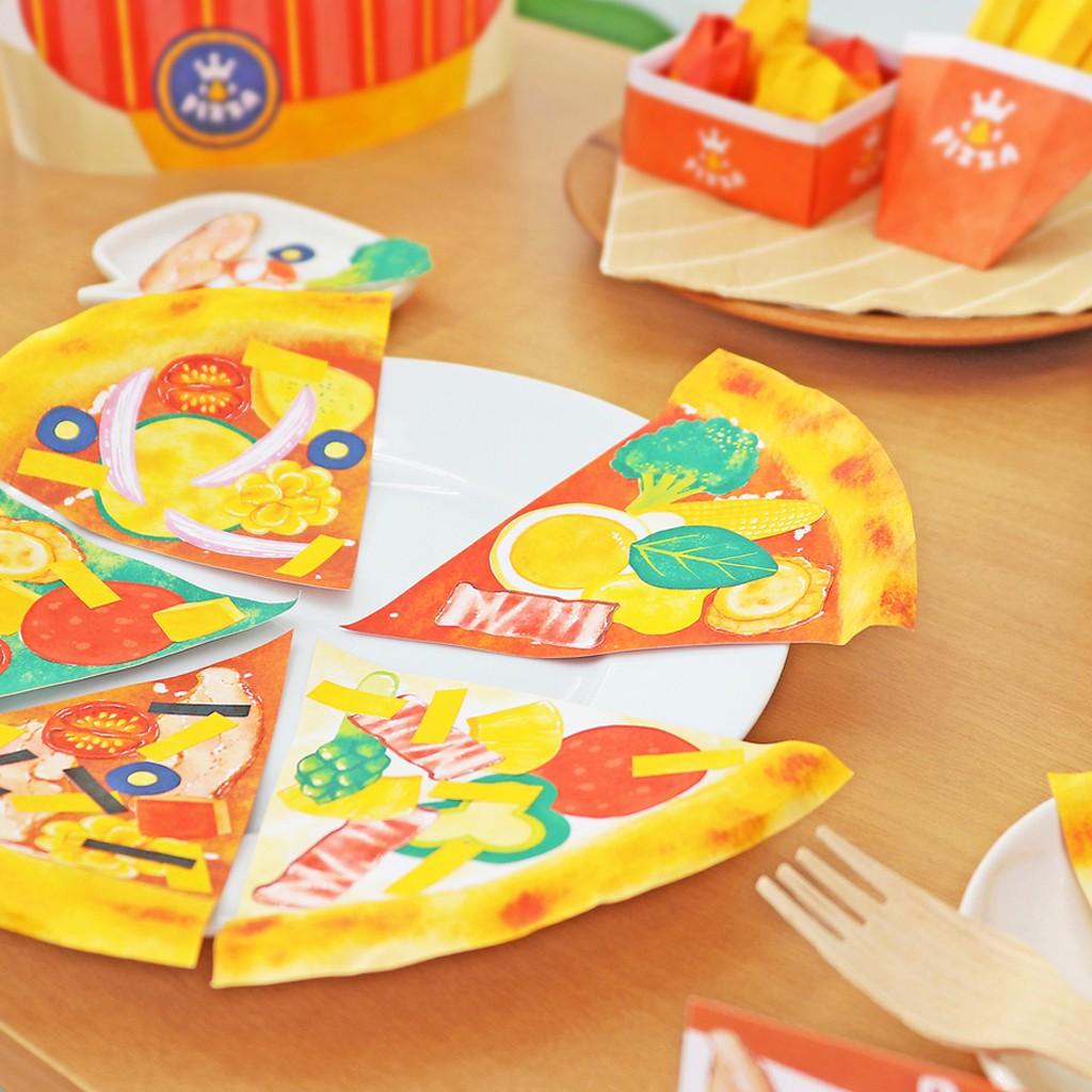 Mô hình giấy đồ vật thức ăn Set đồ ăn Pizza