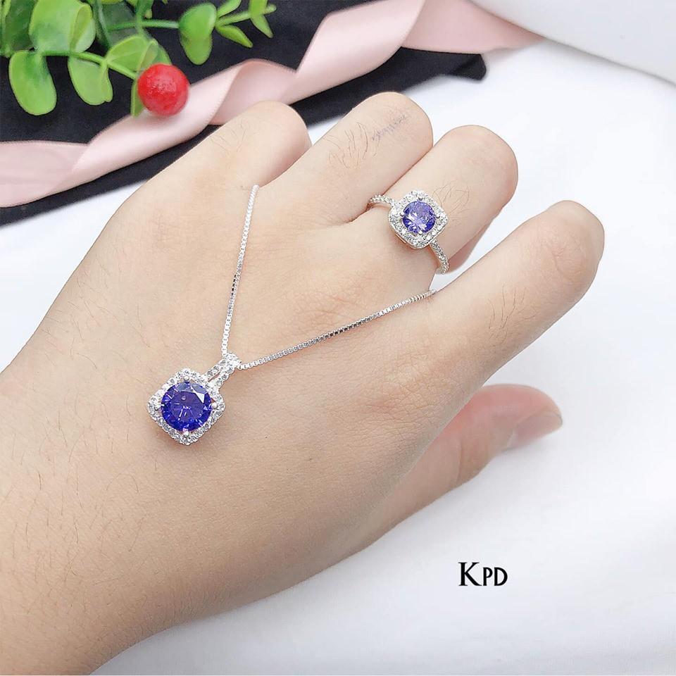 BỘ TRANG SỨC VUÔNG ĐÁ MÀU CỰC ĐẸP GIÁ RẺ -