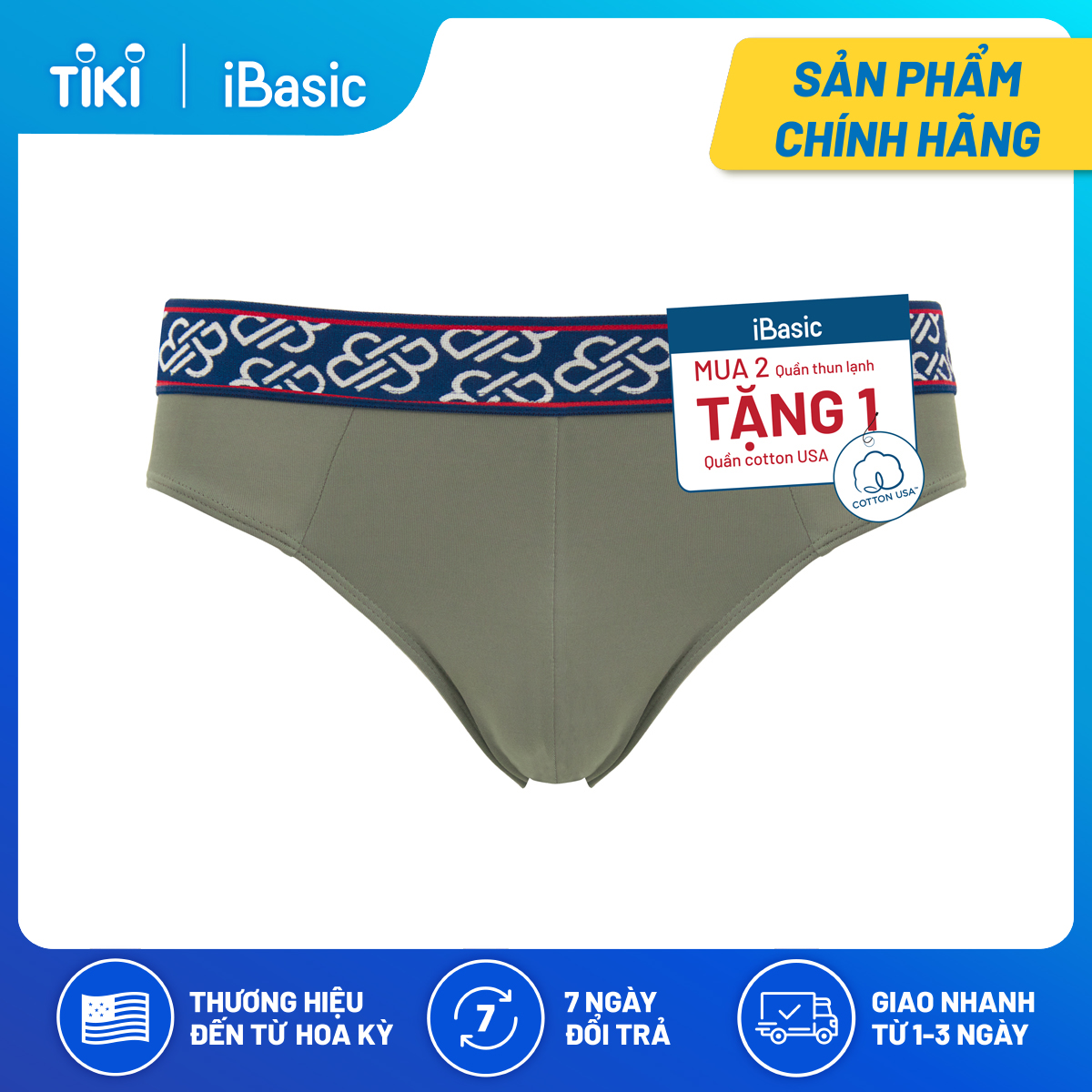 Combo 2 quần lót nam brief poly tặng 1 quần lót nam cotton USA iBasic PA3PANM119