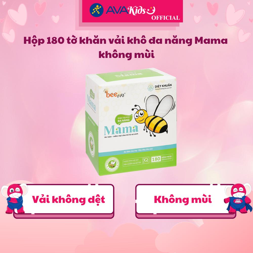 Hộp 180 tờ khăn vải khô đa năng MAMA không mùi - Hàng Chính Hãng