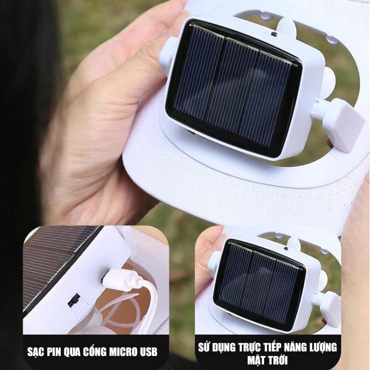 Mũ Lưỡi Trai Kèm Quạt Năng Lượng Mặt Trời Có Cổng Sạc USB Tiện Dụng