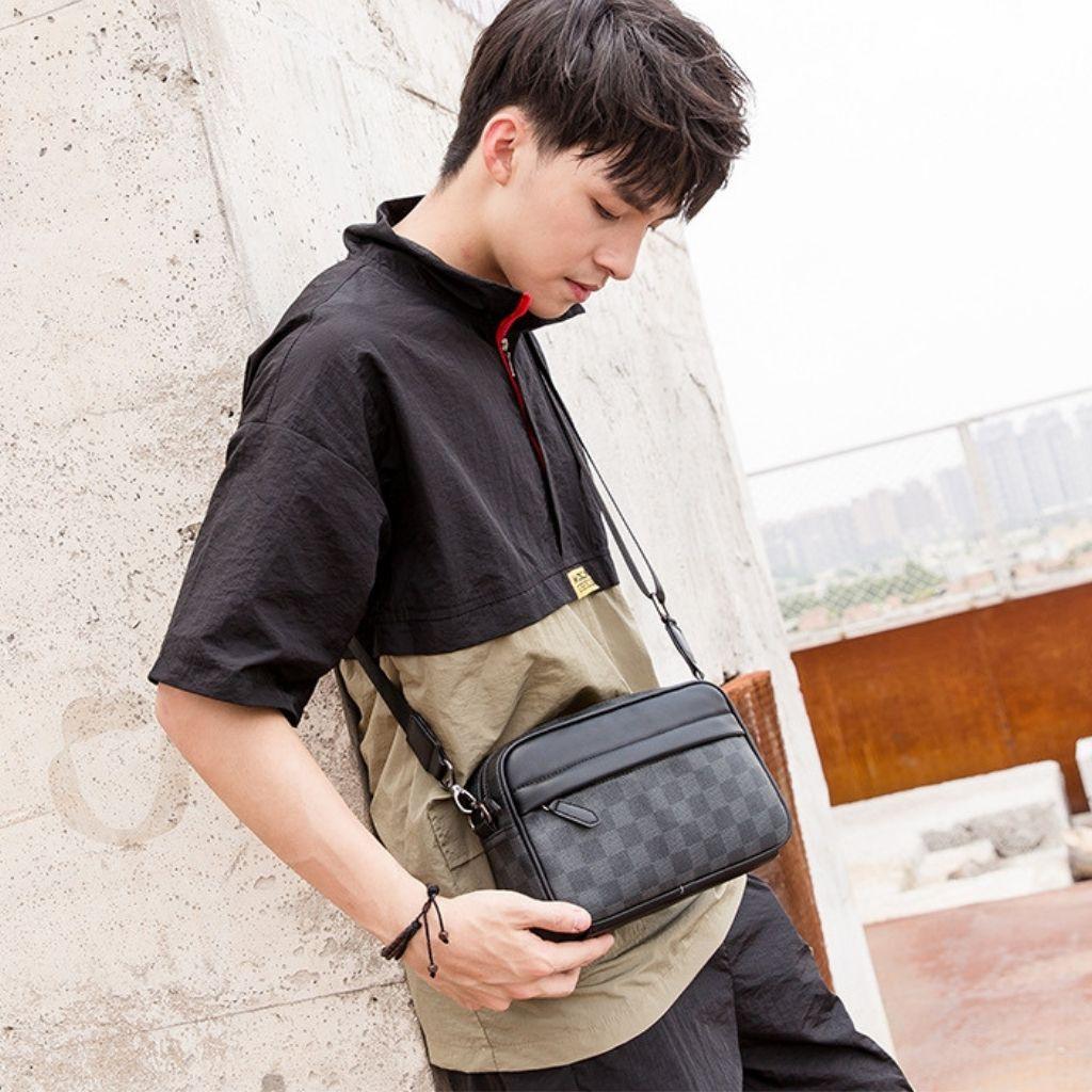 Túi Đeo Chéo Nam Nữ Da Chống Nước Chống Trầy Cao Cấp – Túi Da Caro 02