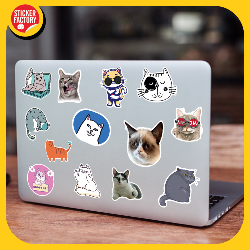 Cats Mèo - Set 100 sticker decal hình dán nón bảo hiểm, laptop, xe máy, ô tô - STICKER FACTORY