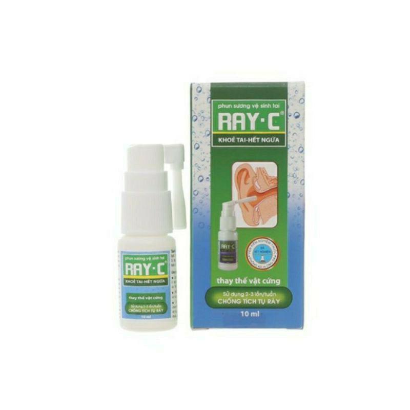 Vệ Sinh Ráy Tai RAY- C CAM KẾT CHẤT LƯỢNG Chai xịt vệ sinh tai, làm mềm ráy tai Khỏe Tai Hết Ngứa(10ml)
