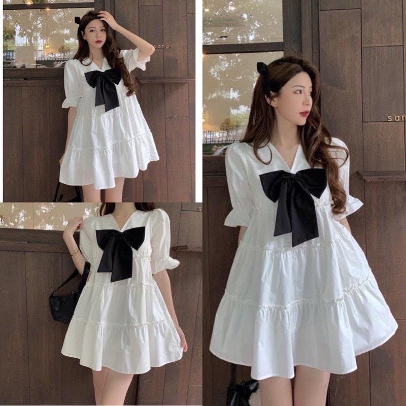 Đầm váy nữ babydoll phối nơ xinh xắn, cute dành cho các công chúa diện đi dạo phố, đi chơi