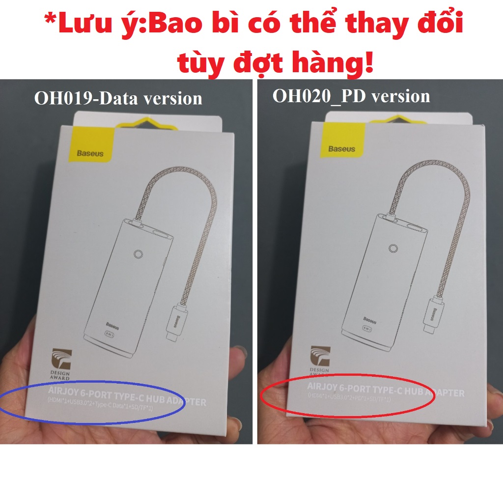 Bộ chuyển đổi cổng type C đa năng 6 trong 1 Baseus Airjoy Lite Series BS-OH019 / BS-OH020 _ Hàng chính hãng