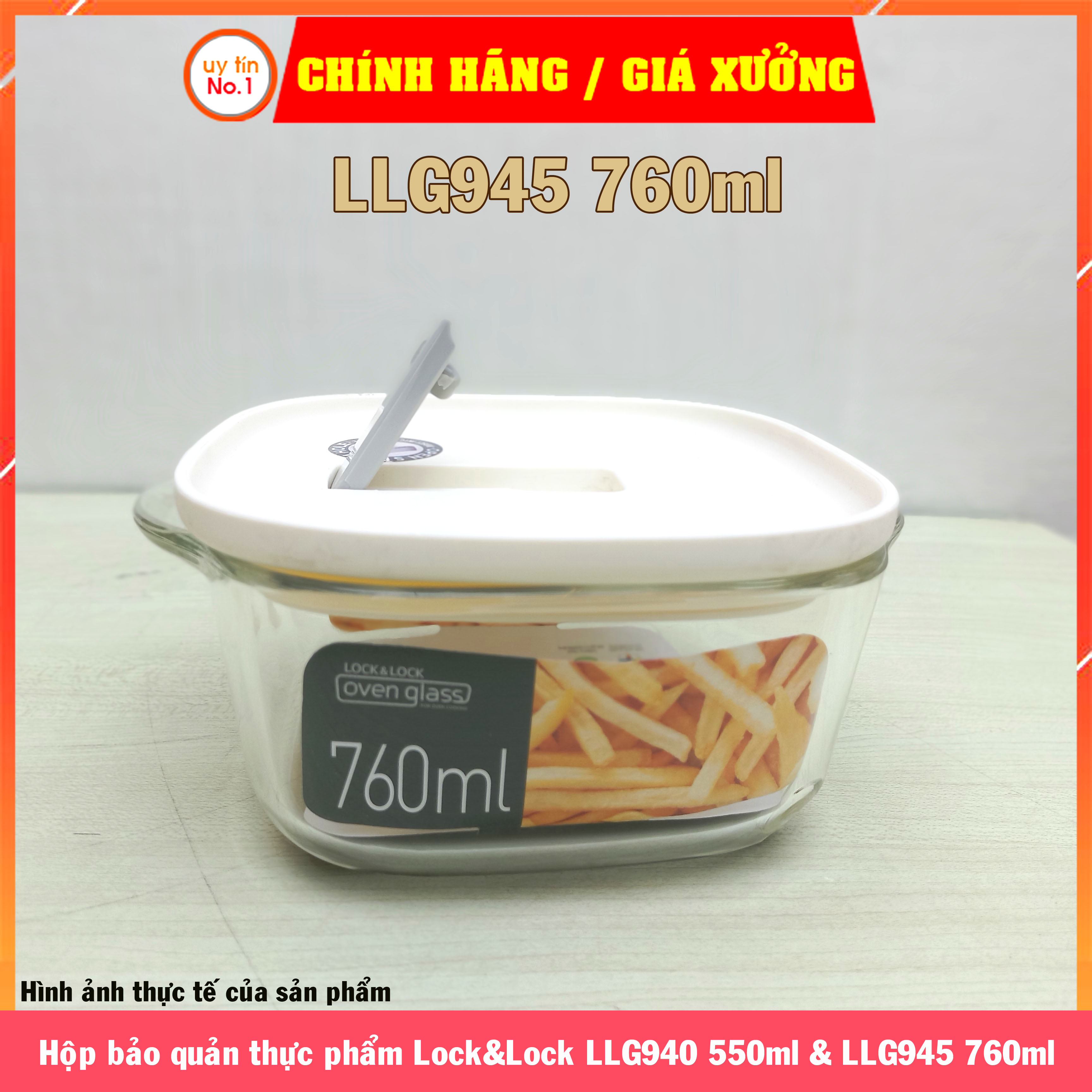 Hộp bảo quản thực phẩm LOCK&amp;LOCK bằng thủy tinh chịu nhiệt có van thông hơi MORDEN STEAM HOLE - LLG940 550ml &amp; LLG945 760ml