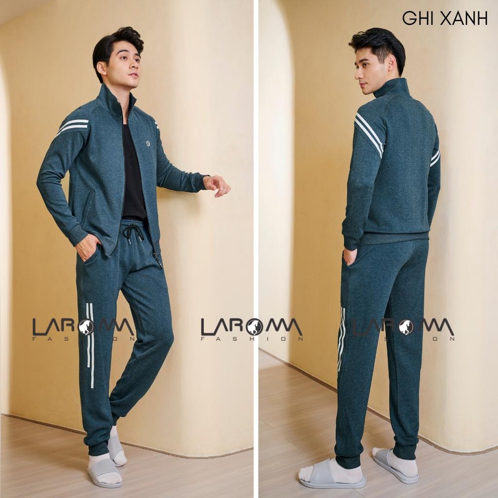Bộ Quần Áo Nỉ Thu Đông Khóa Kéo Laroma Cho Nam | Sọc Đôi - Giữ Ấm - Vải Thơm - Kháng Khuẩn