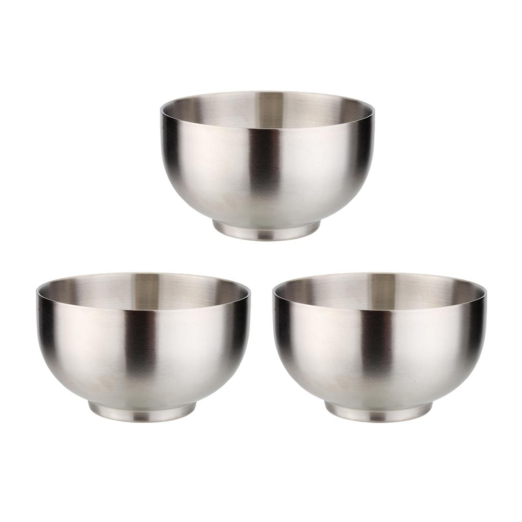 2 Pcs Stainless Steel Bowls Set Multipurpose Rice Serving Bowl Korean Style