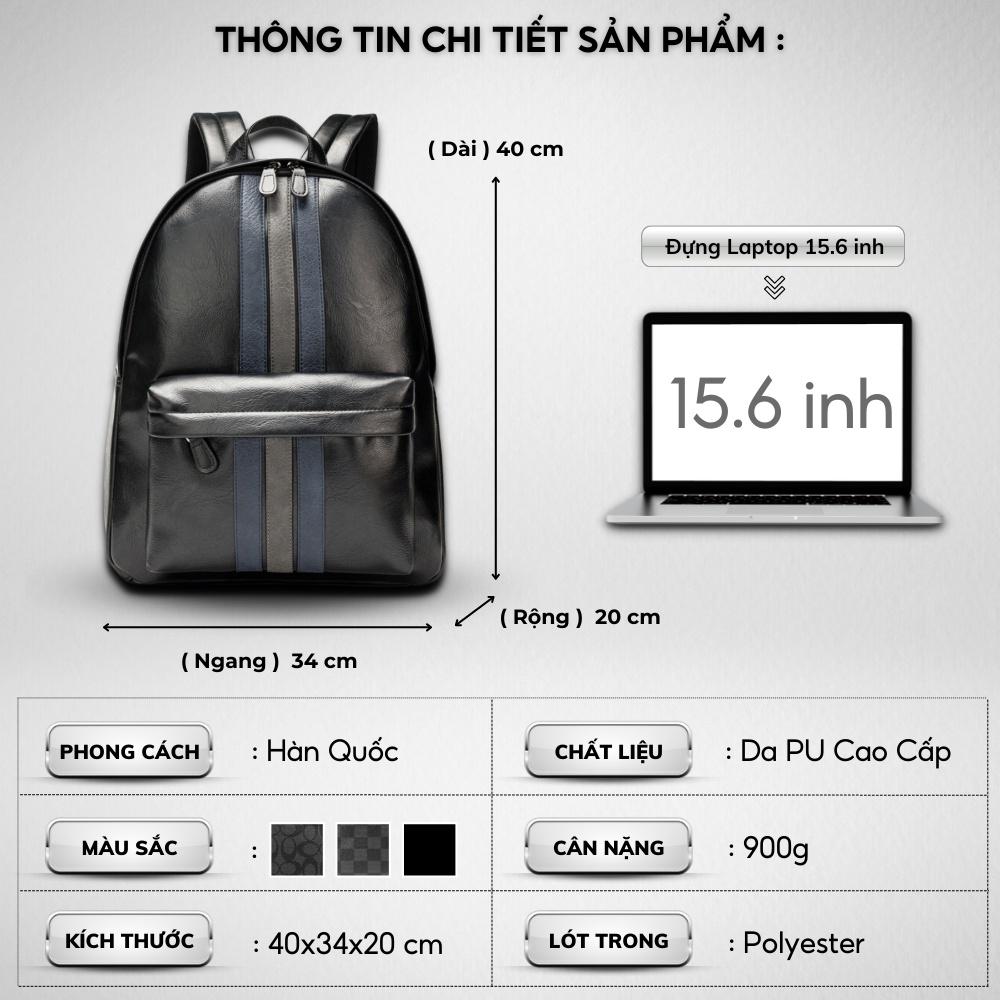 Balo da thời trang nam nữ balo da PU cao cấp chống nước cặp đi học đi chơi ulzzang balo đựng laptop 15.6 inh - 