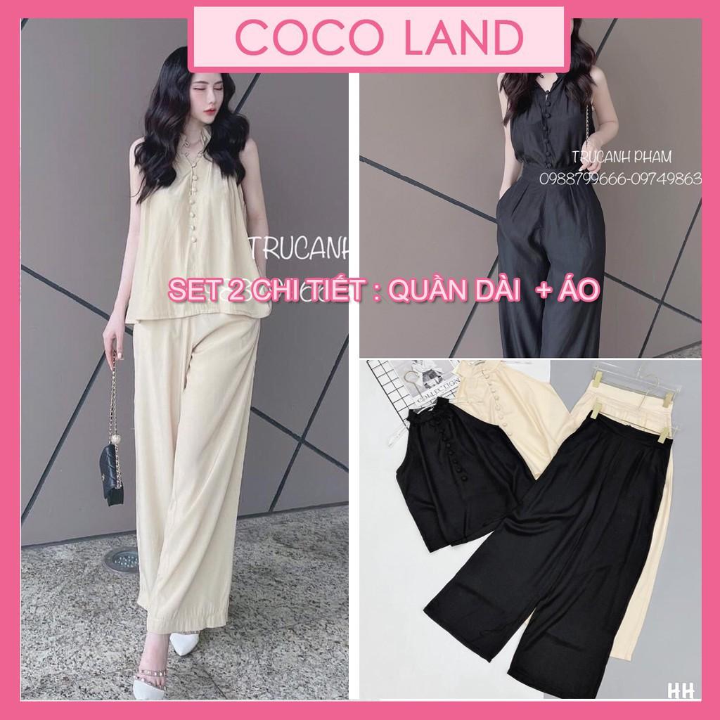 Bộ đũi nữ quần dài ống rộng tôn dáng 2 chi tiết quần suông ống rộng và áo đũi chất mềm thoáng mịn