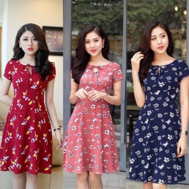 Đầm hoa thắt nơ cao cấp V65