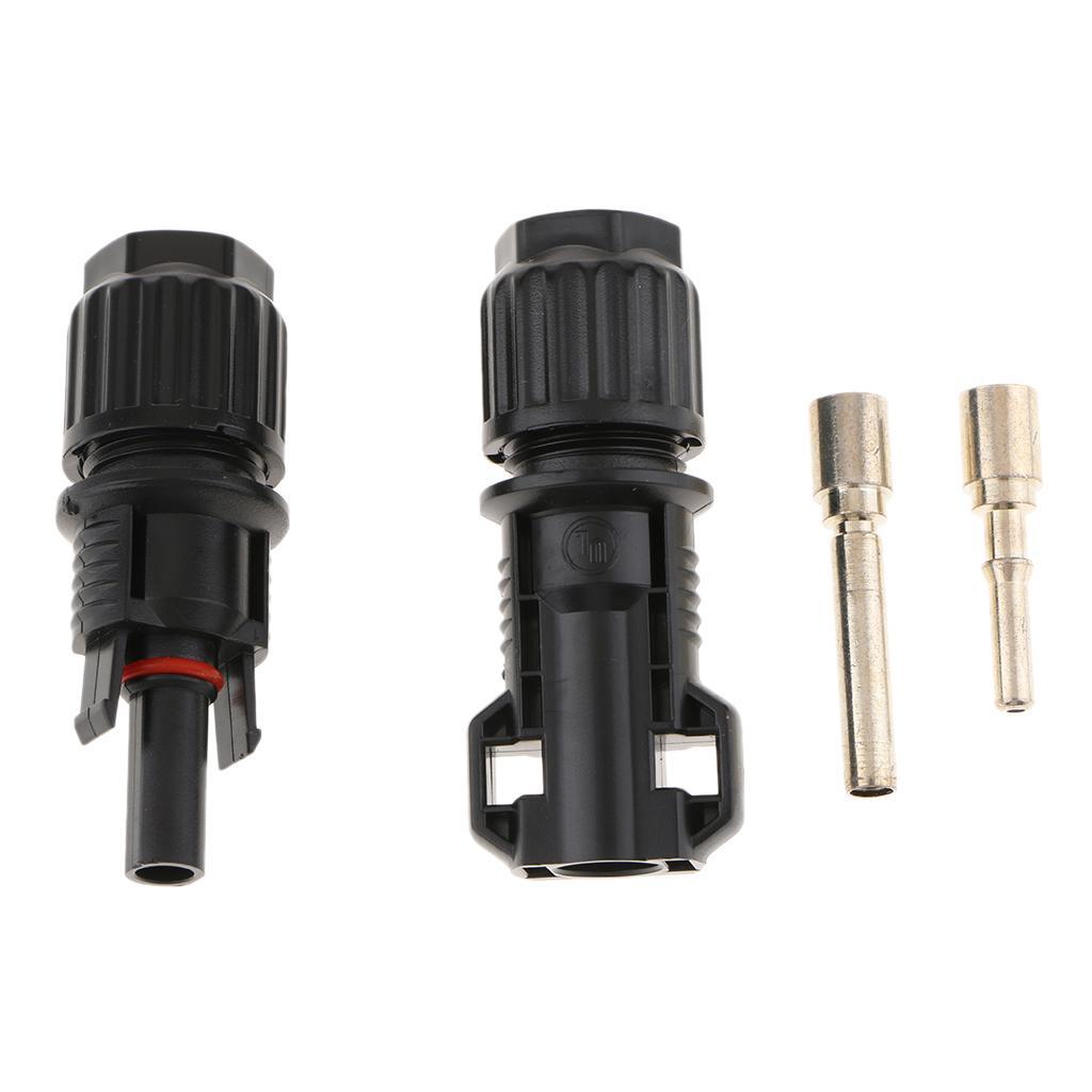 Solar Panel Cable Connectors Male/Female Adapters Black