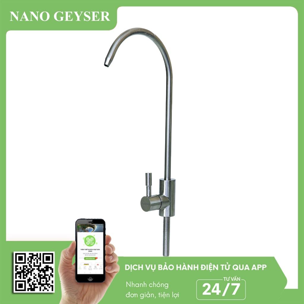 Vòi máy lọc nước Inox 304 Nano Geyser không Chì, Vòi gạt cổ ngỗng nối nhanh - Hàng Chính Hãng