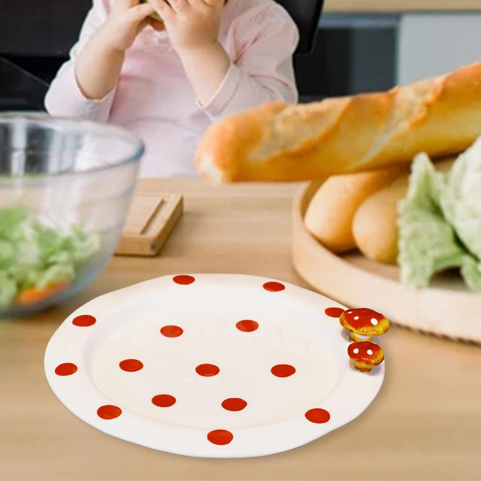 2pcs Mushroom Dinnerware Round Plate & Bowl Microwave Safe Salad Fruit