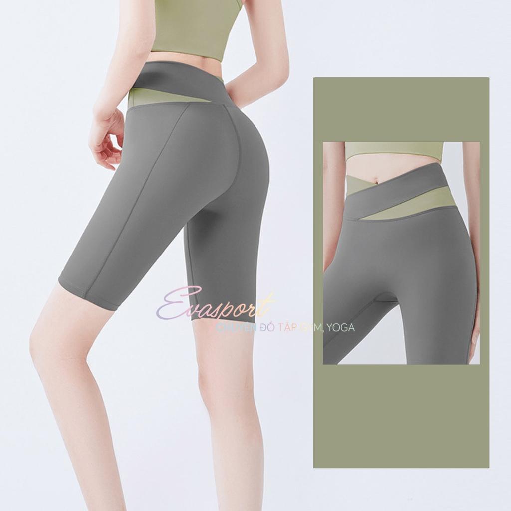 Set bộ đồ tập gym nữ gồm áo bra quần legging đùi chéo, yoga, aerobic, zumba chạy bộ, vải thun thoáng mát tôn vòng 3 Eva