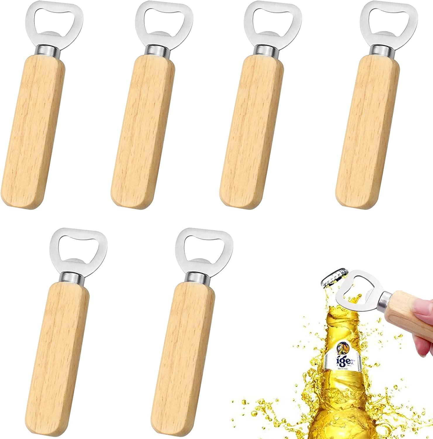 Bộ 6 Gỗ Dụng Cụ Mở Nắp Chai Bia Tay Cầm Bằng Gỗ Dụng Cụ Mở Nắp Chai Bia Bằng Gỗ Dụng Cụ Mở Nắp Chai Trang Trí, Cho Gia Đình, Nhà Bếp, Quầy bar, Quà Tặng