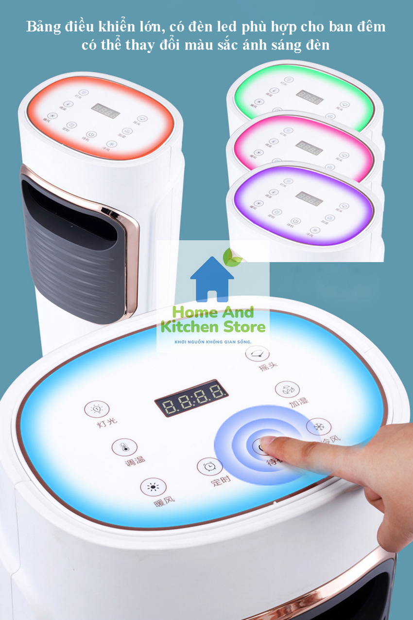 Quạt hơi nước - quạt không cánh 2 chiều CÓ ĐIỀU KHIỂN + GEL ĐÁ, ĐÈN LED, quạt điều hòa hơi nước, quạt sưởi không cánh đa năng