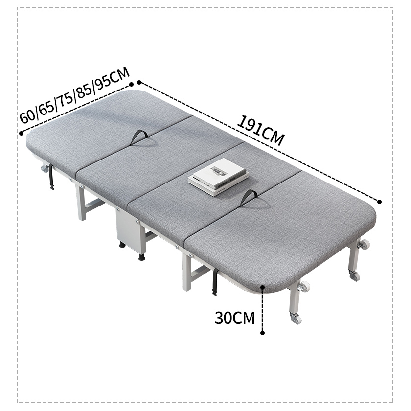 Giường đơn gấp gọn 4 miếng đệm siêu êm, có bánh xe di chuyển - giường gấp ngủ trưa văn phòng di động