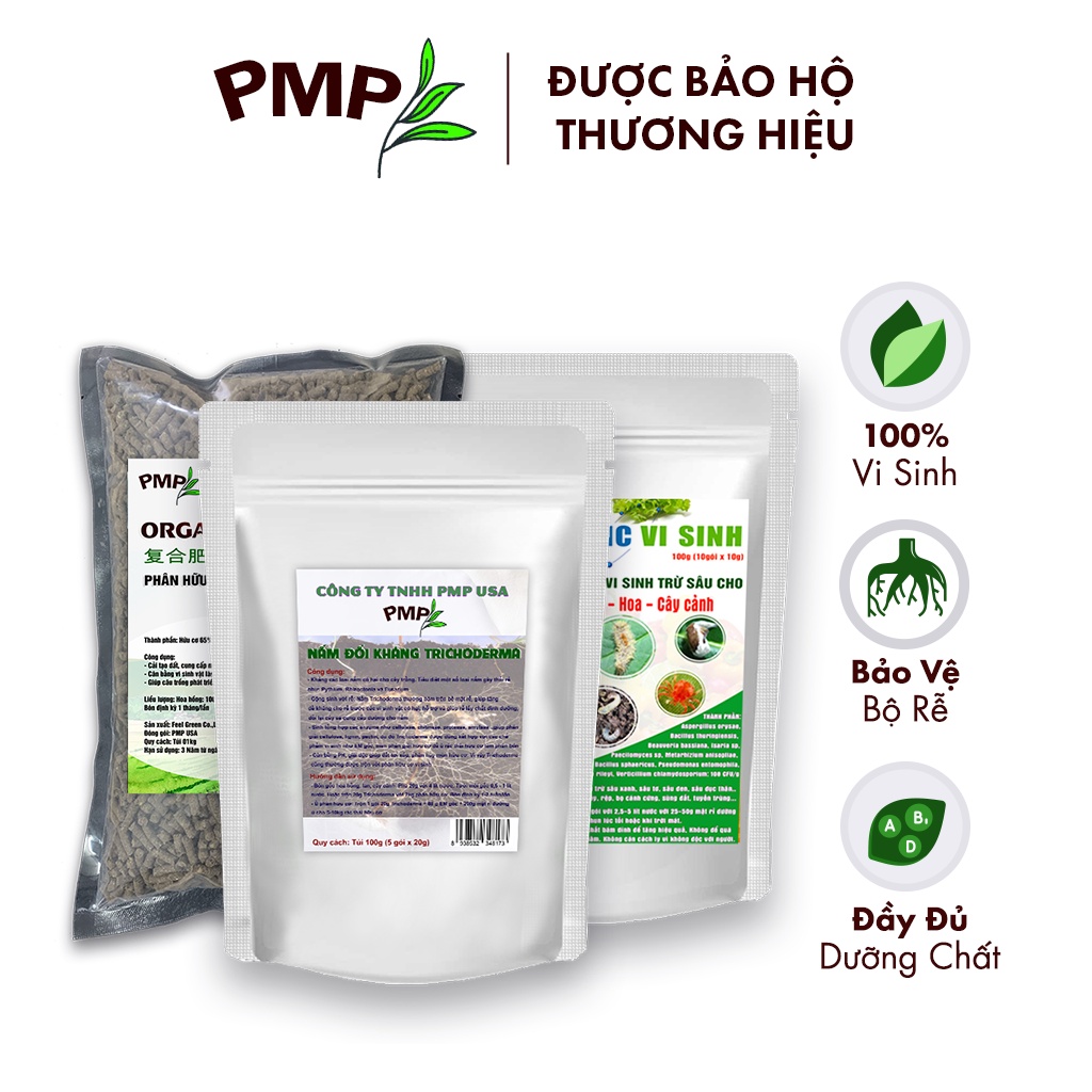 Combo Phân Hữu Cơ Nhật Bản, Chế Phẩm Vi Sinh Biomic &amp; Nấm Trichoderma PMP Chuyên Dụng Cho Hoa Hồng, Rau Sạch, Cây Cảnh