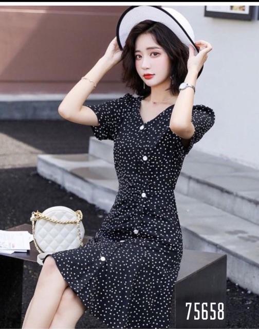Đầm xoè lụa bi phối nút Siêu Kute ( Có size M/L/XL/2XL đến 70Kg MMR