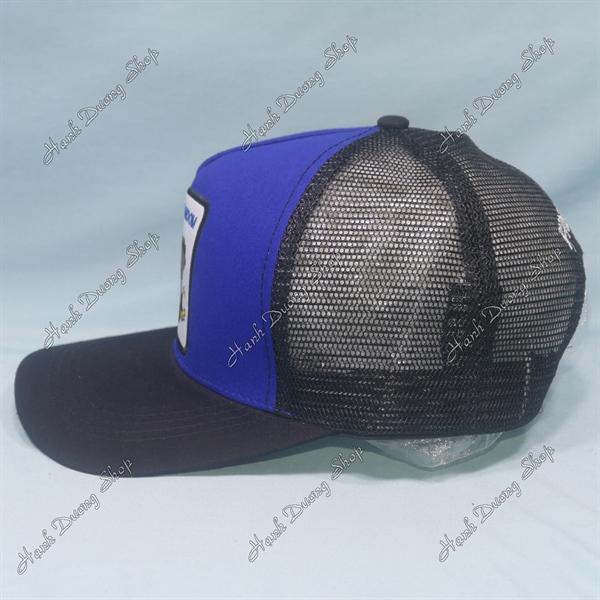 Nón kết lưới thêu đại bàng thêu chữ Freedom phía sau khóa nhựa phía trong có may tem vòng đầu 55-58cm - Đen &amp; xanh đen