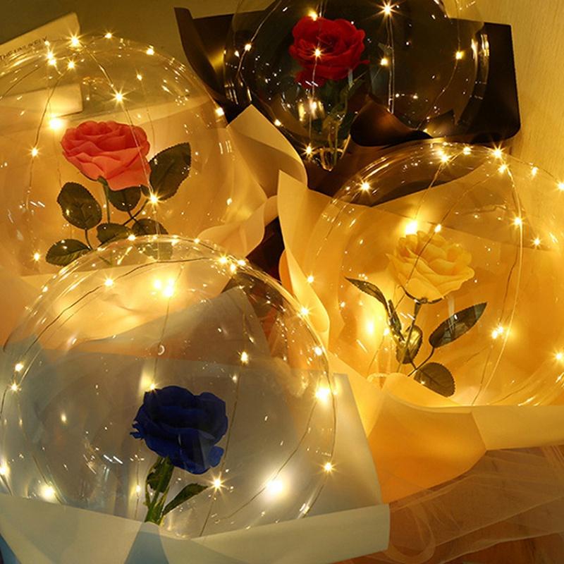 Bong Bóng Trong Suốt Hình Hoa Hồng Có Đèn LED Độc Đáo Trang Trí Tiệc Cưới / Sinh Nhật