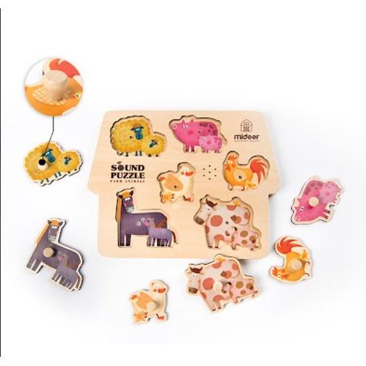 Đồ Chơi Gỗ Bảng Lắp Ghép Âm Thanh Con Vật Sound Puzzle Farm Animals, Đồ Chơi Giáo Dục Cho Bé