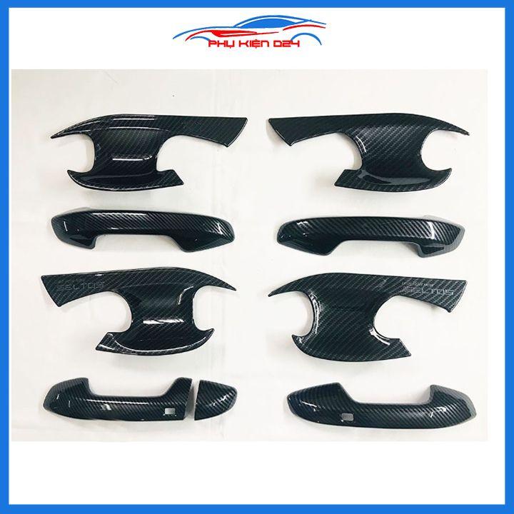 Ốp tay hõm Seltos 2020-2021-2022 vân carbon/mạ crom chống trầy bảo vệ cửa xe ô tô