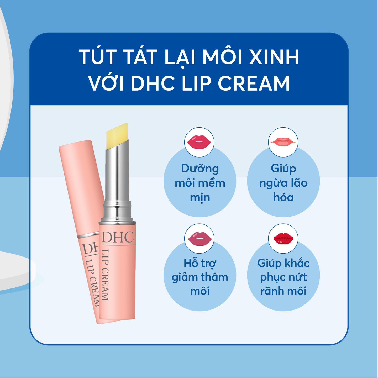 Son dưỡng môi mềm mọng DHC Lip Cream Nhật dưỡng môi khô, làm mặt nạ ngủ cho môi và son lót - Massel Official