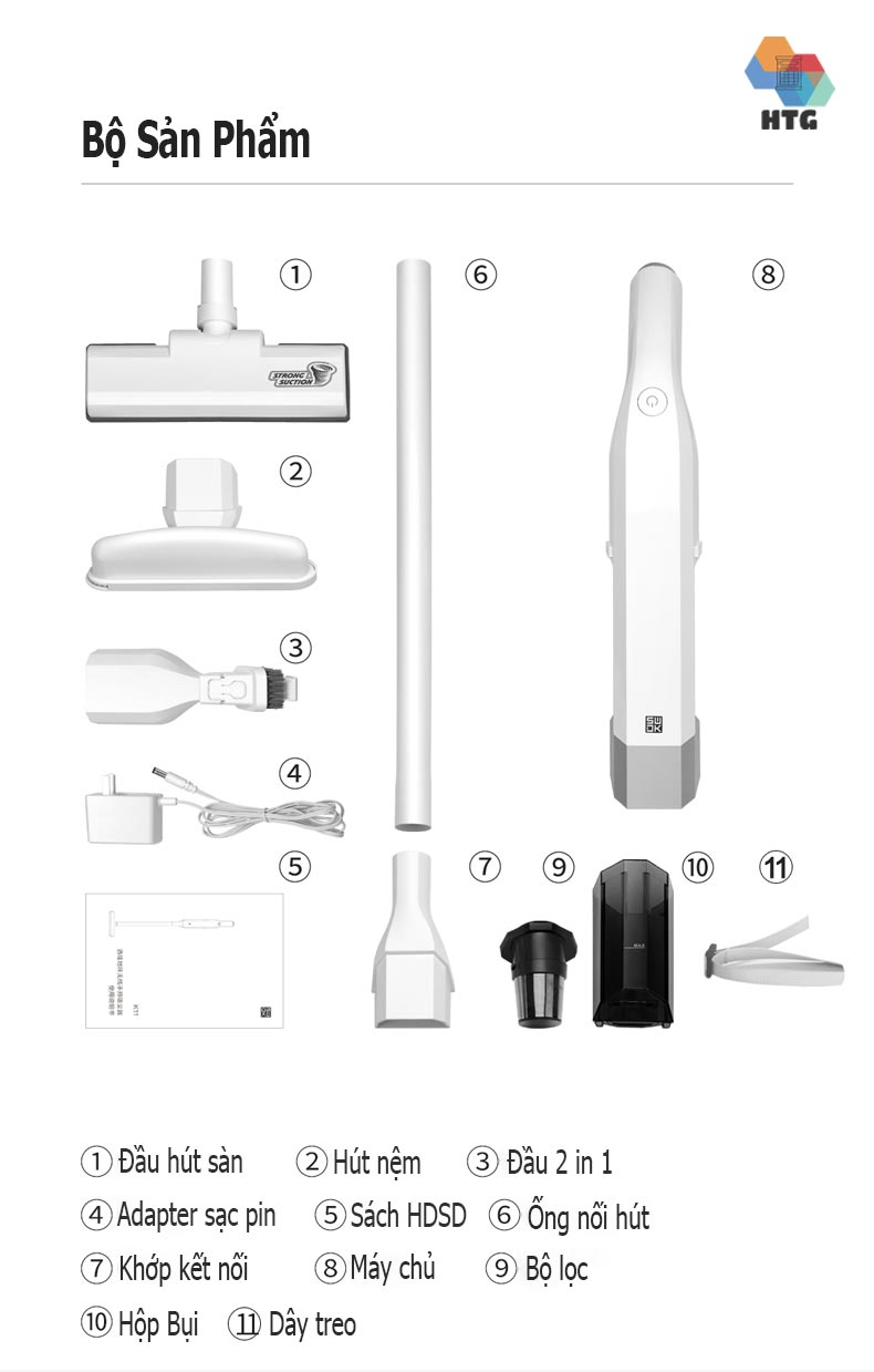 Máy hút bụi cầm tay không dây Sawadaki K11 phiên bản gọn nhẹ, lực hút lớn 2 cấp độ max 16000 Pa, chức năng 3 in 1 dọn dẹp nhà cửa, hàng chính hãng