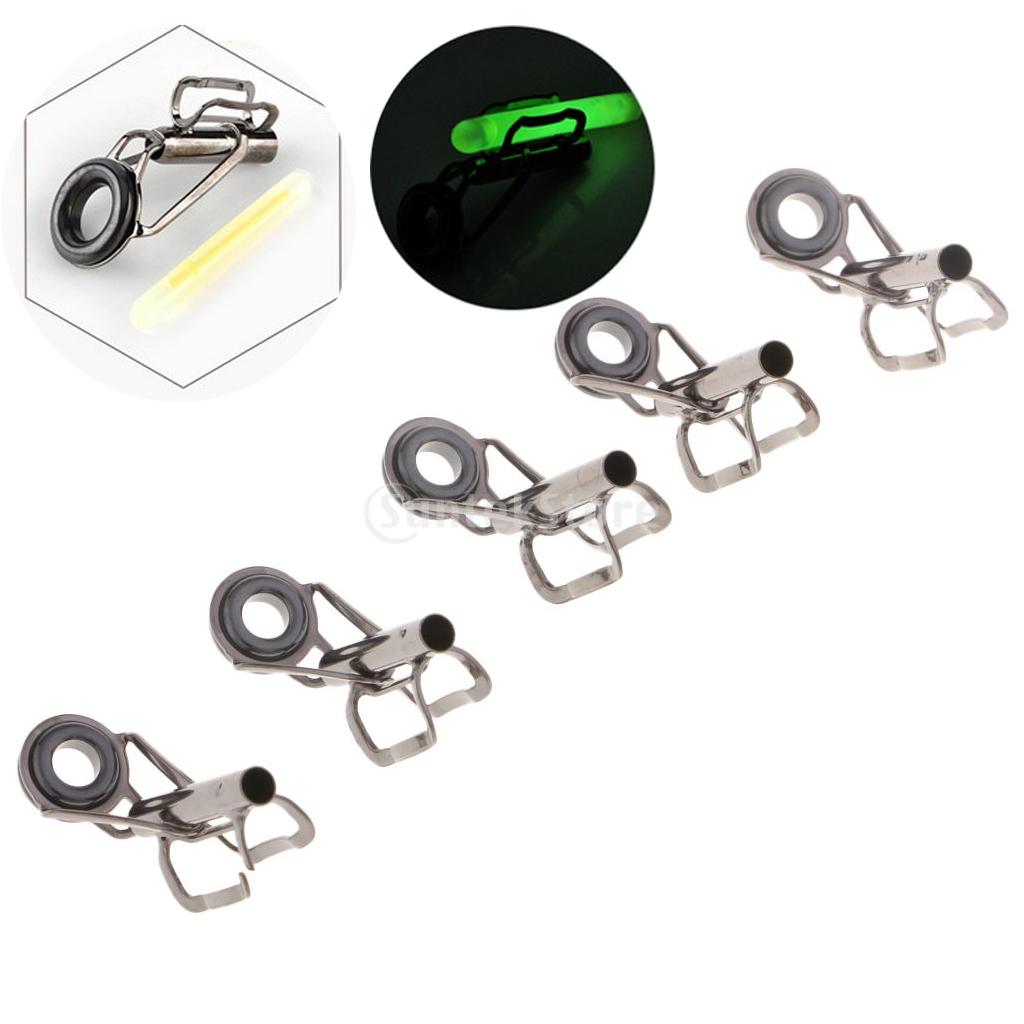 5Pcs Stainless Steel Fishing Rod Guides Top Tip Rings DIY Rod Repair Kit