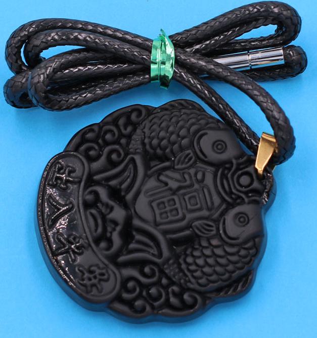 Dây chuyền mặt Song Ngư - thạch anh đen DESNEL1