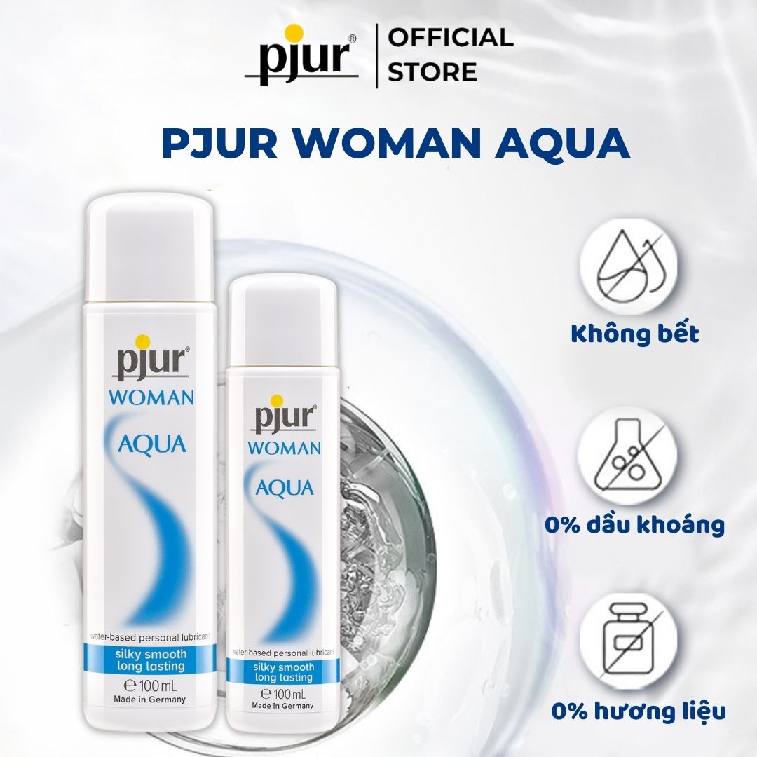 Gel bôi trơn gốc nước Pjur Woman Aqua Chai 100ml dưỡng âm cho da mịn dạng không gây kích ứng phù hợp cho da nhạy cảm