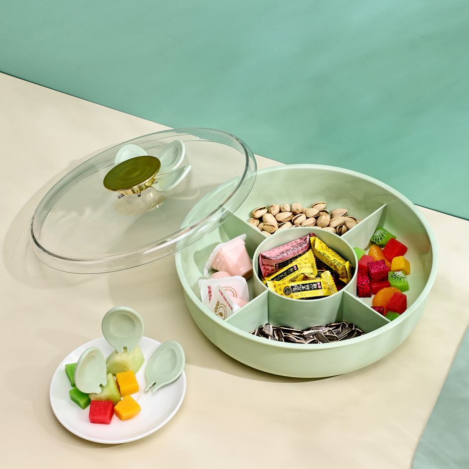 Khay Mứt Tết Hoa 7 Cánh Kèm Xiên Có Nắp Trong Suốt – Khay Đựng Bánh Kẹo 5 Ngăn, Khay Hạt Dẻ – Trái Cây Cao Cấp Trang Trí Phòng Khách - HÀNG CHÍNH HÃNG MINIIN