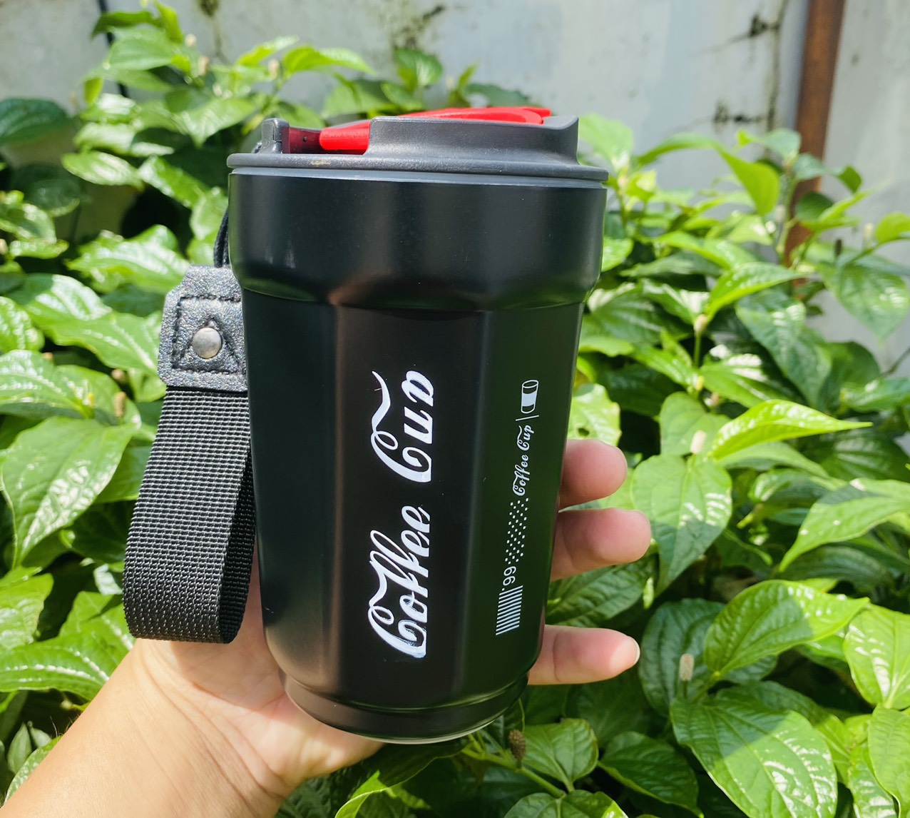 Ly cafe inox cao cấp có quai - Đen