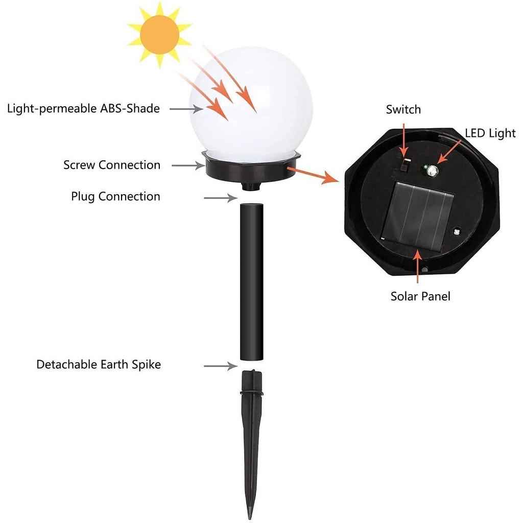 Bóng Đèn LED Năng Lượng Mặt Trời Hình Cầu Chống Thấm Nước Trang Trí Đường Đi/Sân Vườn