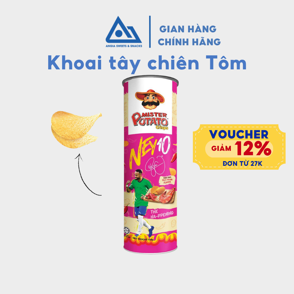 Khoai Tây Chiên Mister Potato có hình Neymar vị Tôm Cay 100g An Gia Sweets Snacks