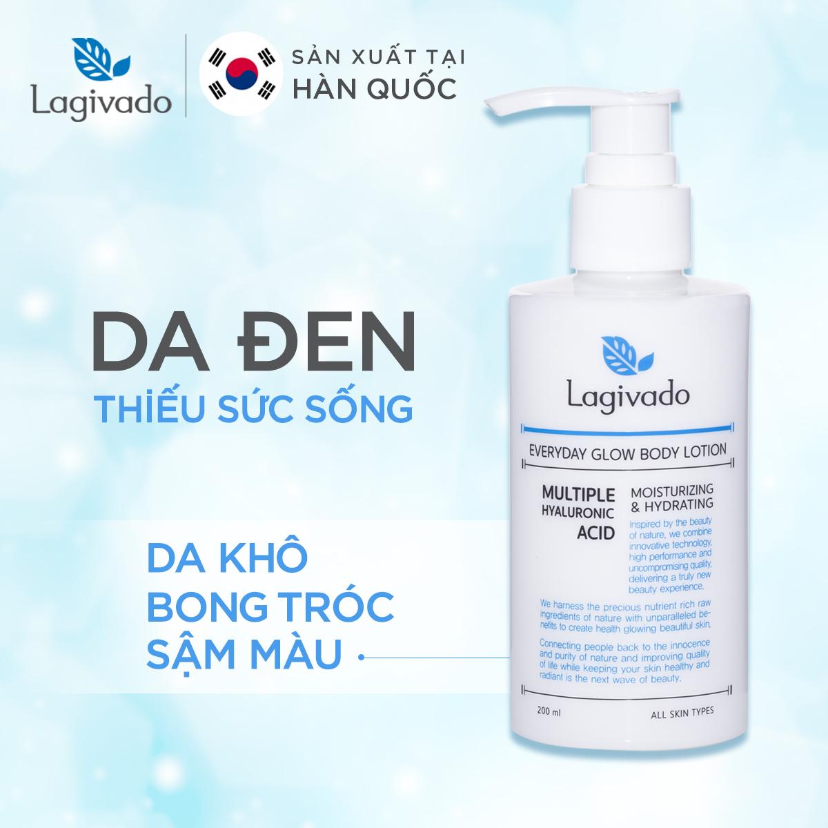 Bộ đôi Kem body trắng da Hàn Quốc Lagivado Everyday Glow BODY LOTION 200ml và tẩy tế bào da chết Radiance Peeling 50 ml