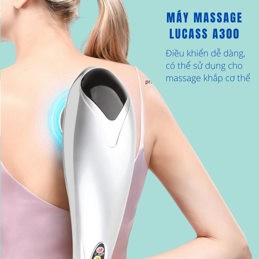 Máy massage cầm tay Lucass A300 3 đầu massager có 4 đèn hồng ngoại - Thư giãn cơ thể, giảm đau mỏi cơ xương khớp, kích thích quá trình tuần hoàn máu [TBYT H-Care]