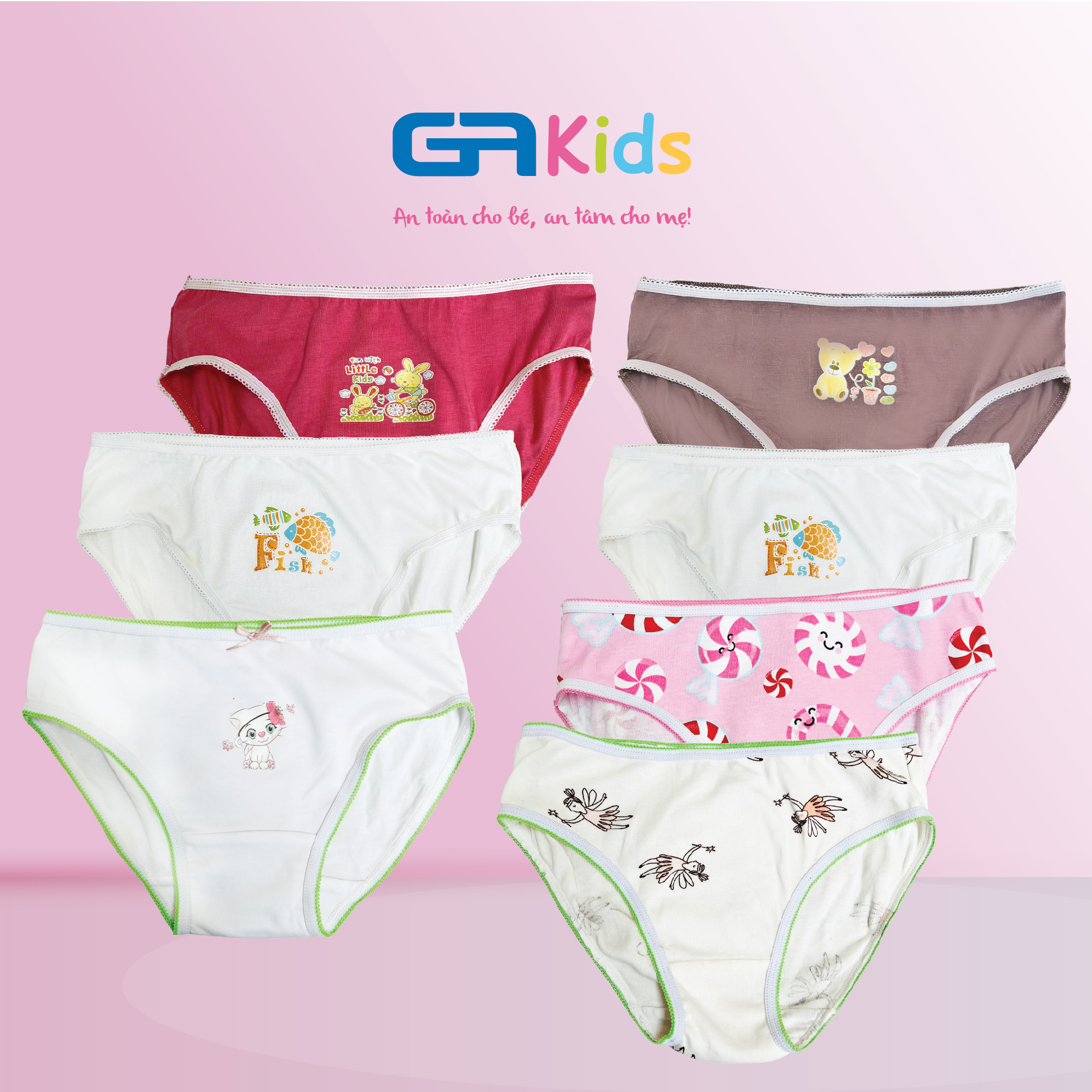 SET 7 Quần Lót Brief Bé Gái GAKIDS - Cotton Cao Cấp, Thấm Hút Tốt, Thoải Mái Cho Bé Yêu Năng Động Cả Ngày