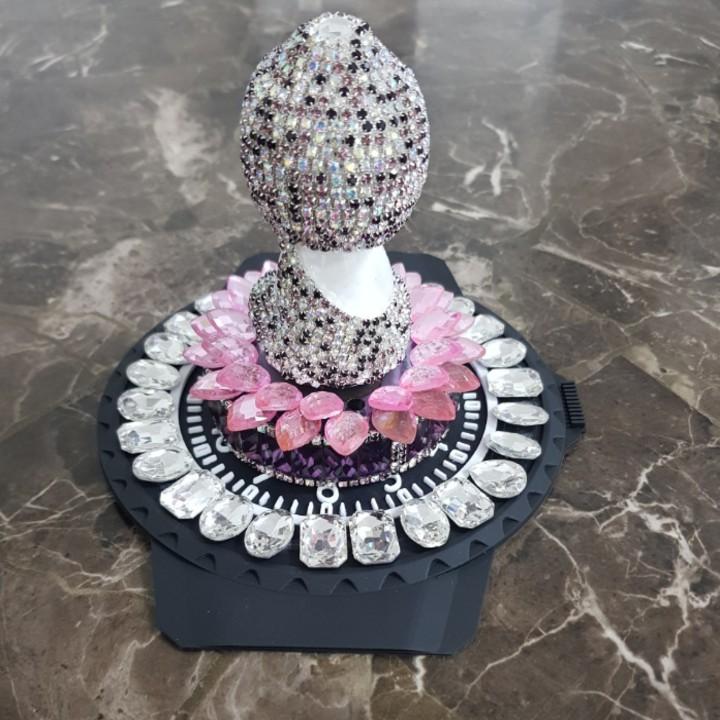 Bộ Tượng phật A Di Đà kèm bộ chân đế gắn pha lê dùng trang trí phong thủy. đặt taplo ô tô - Mã: TP-J12