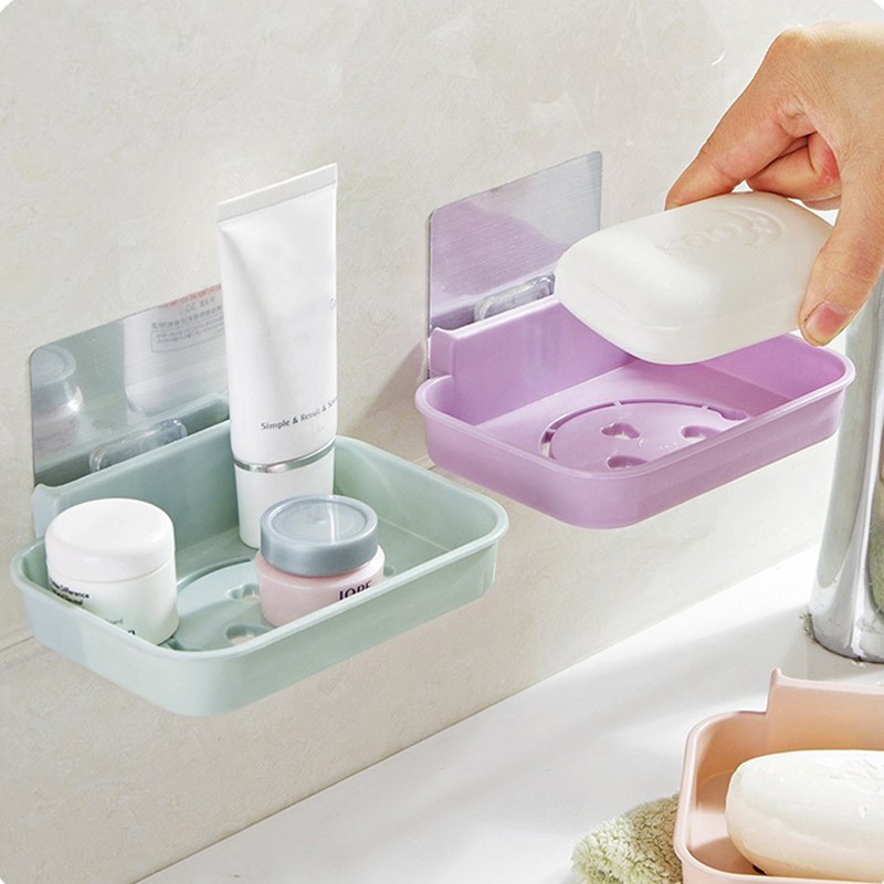 Giá để xà phòng treo tường tiện lợi hình mặt cười - giao màu ngẫu nhiên - 1 cái