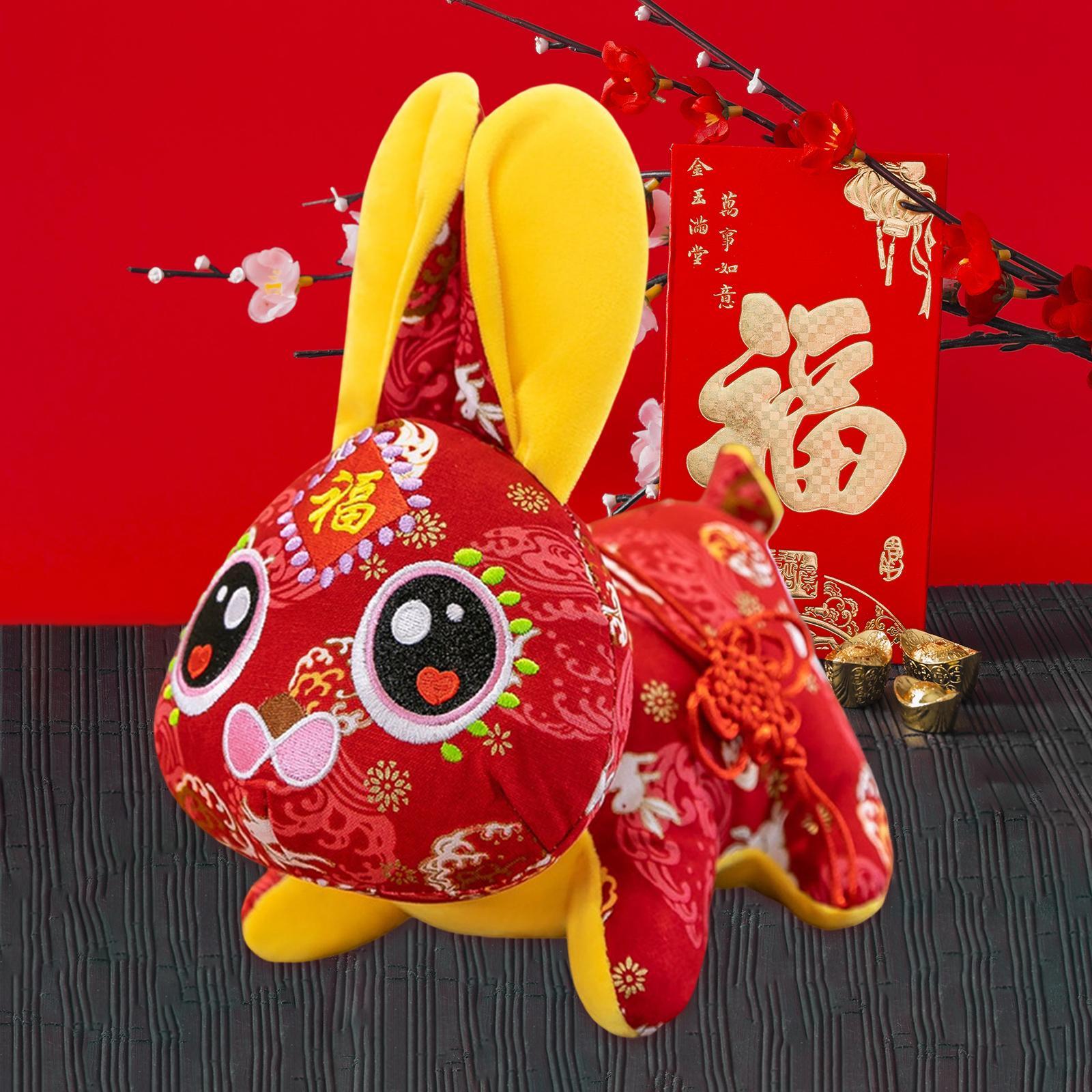 3Pcs Cute Chinese New Year Rabbit Plush Toy Bunny Doll Holiday Animals