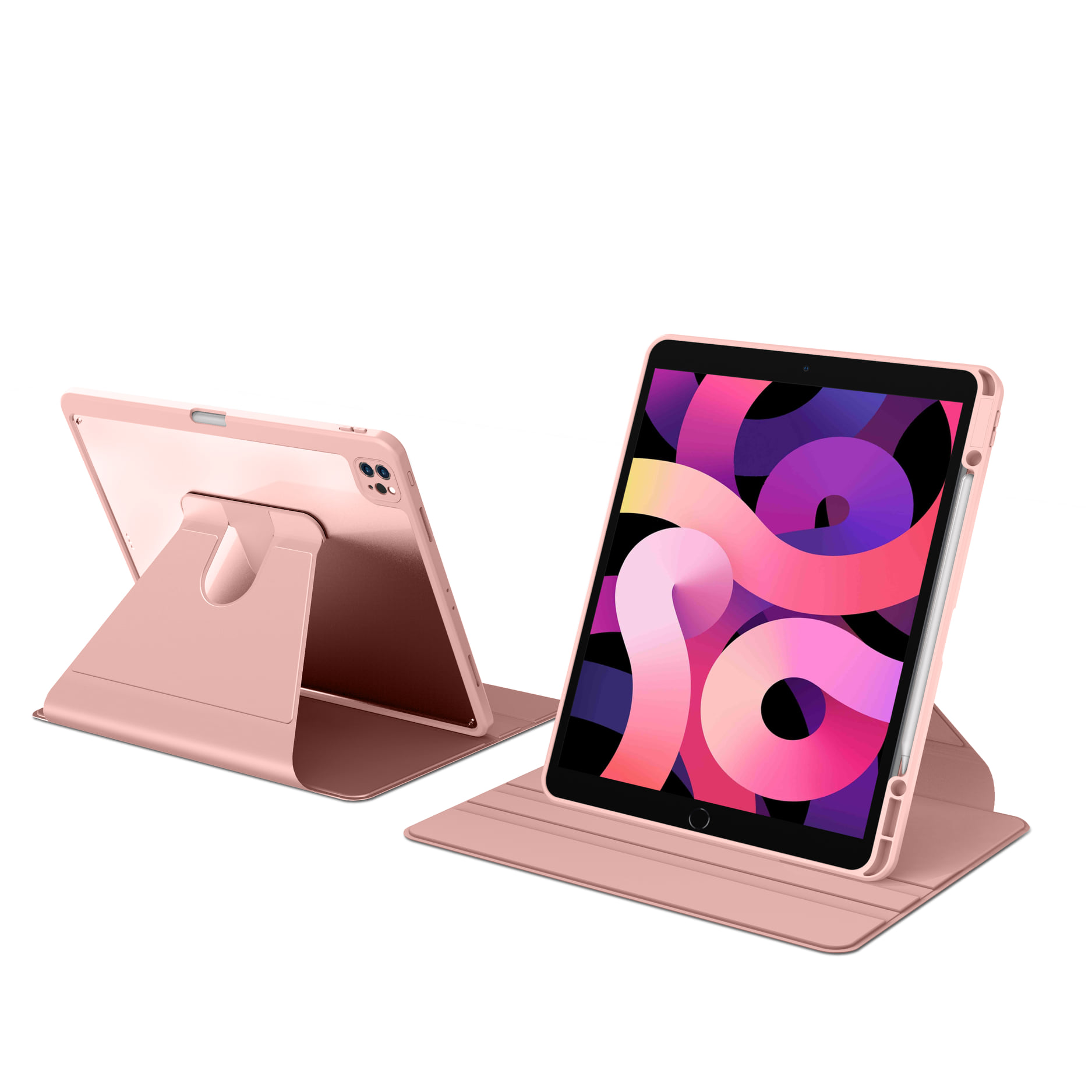 Bao Da Wiwu Waltz Rotative Ipad Case Xoay 360 Độ Có Khe Gắn Bút, Thiết Kế Lưng Nhựa Cứng Cáp - Hàng Chính Hãng - Hồng - Macbook 10.2 Inch